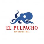 Logo de El Pulpacho Marisquería con diseño de un pulpo azul y texto rojo con naranja.