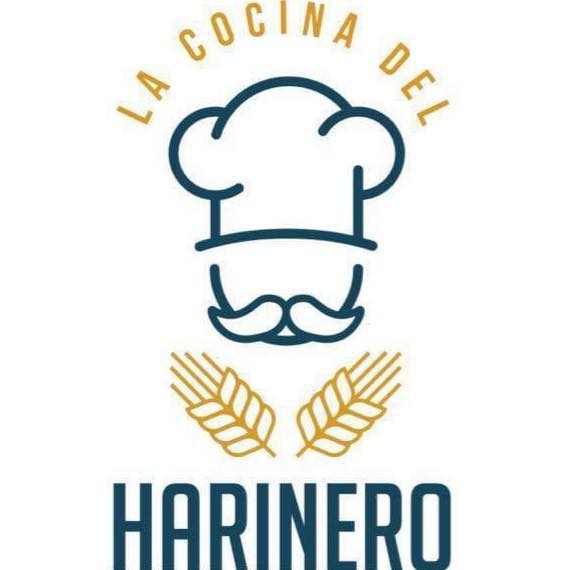 Logo de La Cocina del Harinero con chef estilizado, trigo dorado y texto "HARINERO."