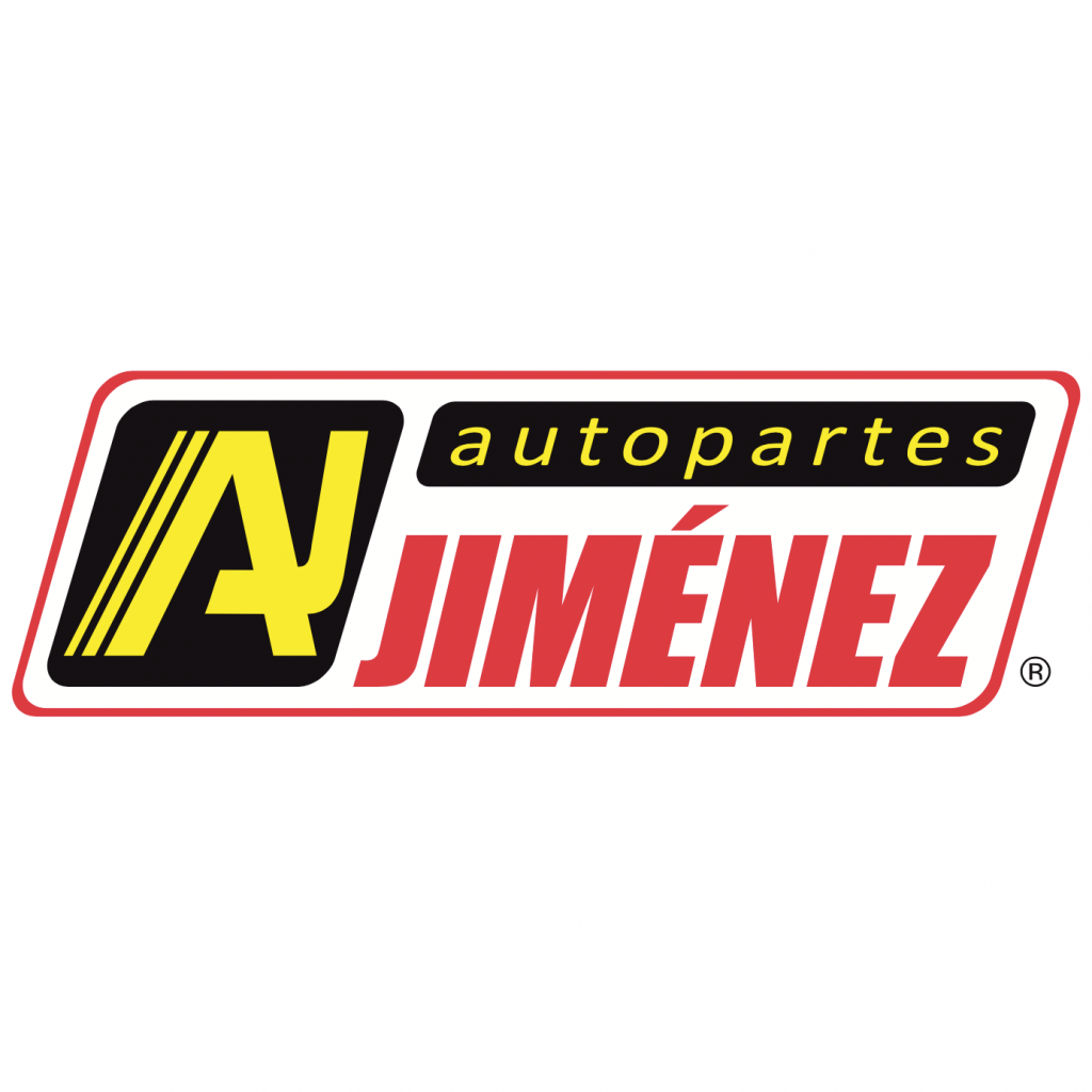 Logotipo de Autopartes Jiménez con un diseño audaz en amarillo, rojo y negro, reflejando su especialidad en refacciones automotrices.
