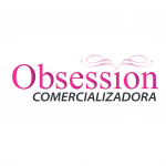 Logotipo de Obsession COMERCIALIZADORA con una elegante tipografía rosa y decorativos detalles curvos, resaltando su identidad sofisticada.