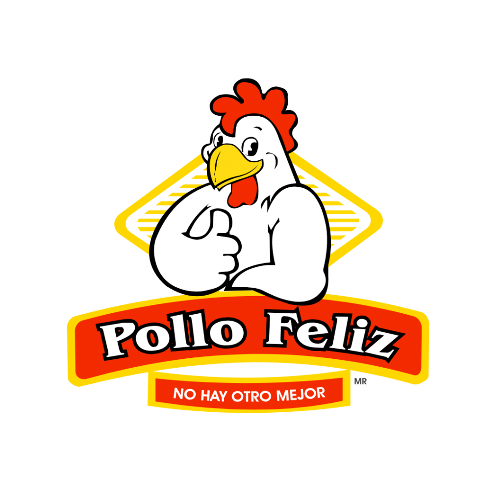 Logo de Pollo Feliz con un pollo caricaturizado dando un pulgar arriba, acompañado del texto "Pollo Feliz" y "NO HAY OTRO MEJOR."