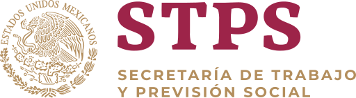 Logo de la Secretaría de Trabajo y Previsión Social de México, con un emblema nacional y las siglas STPS en letras grandes.